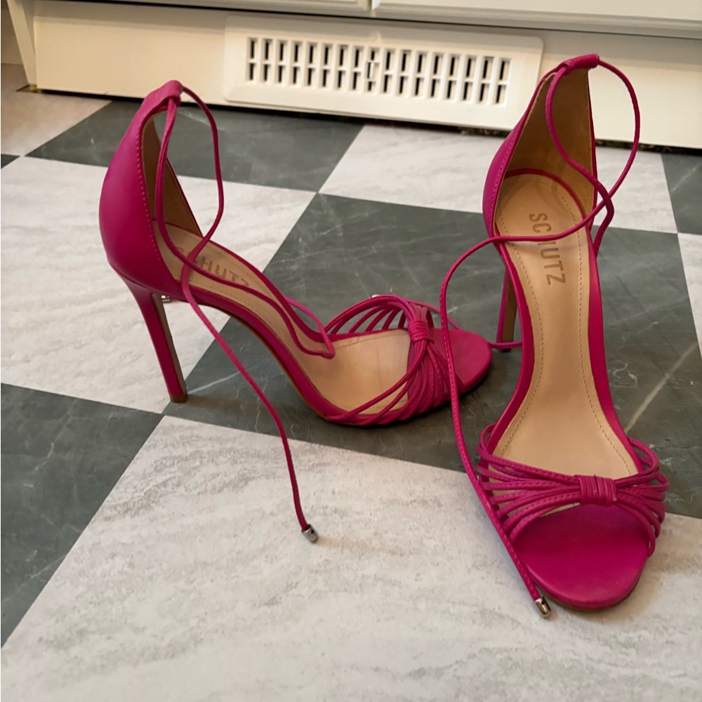 SCHUTZ Fuchsia Lace-Up Heels